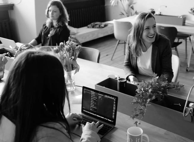 Stock image of 3 ladies in a meeting